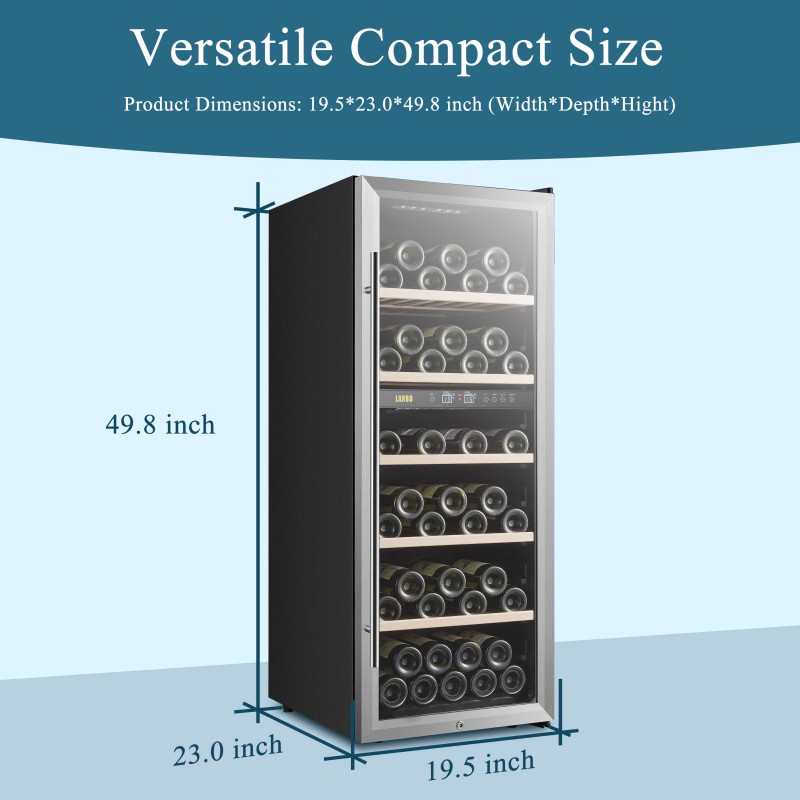 Lanbo 20-Inch 64 Bottle Dual Zone Freestanding Wine Cooler